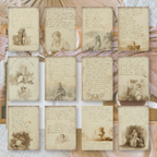 Old diary ephemera paper | 7,4 x 10,5 cm | 3×8 designs