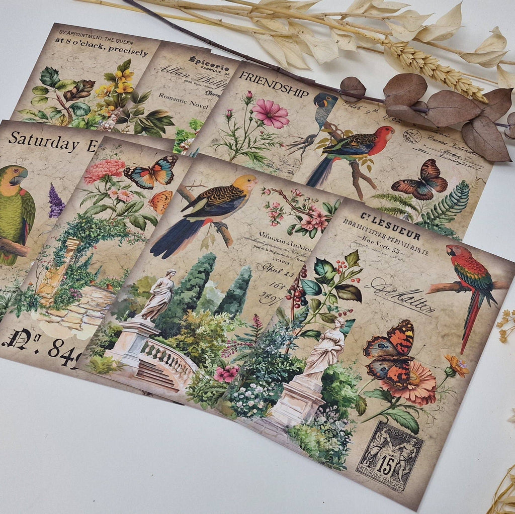 Antique garden Scrap paper | 10,5 x 14,8 cm | 3×8 designs
