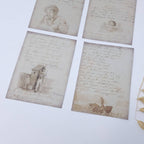 Old diary ephemera paper | 7,4 x 10,5 cm | 3×8 designs