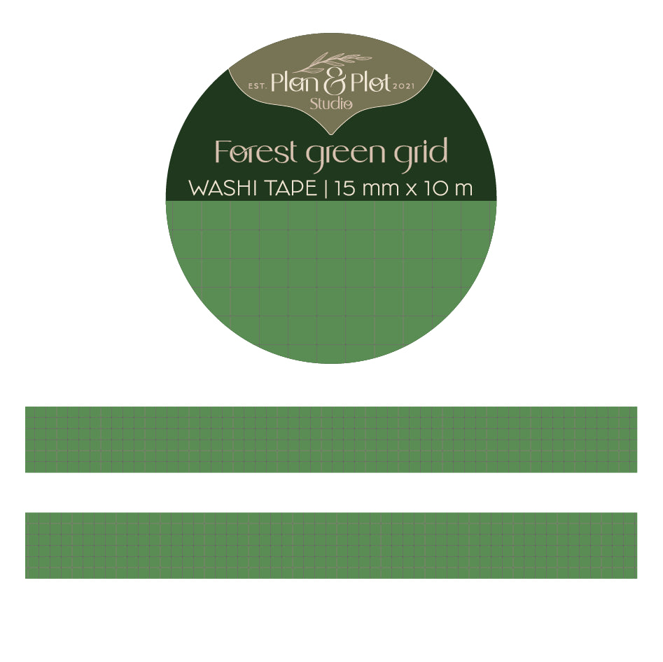 Forest Green Grid | Washi tape