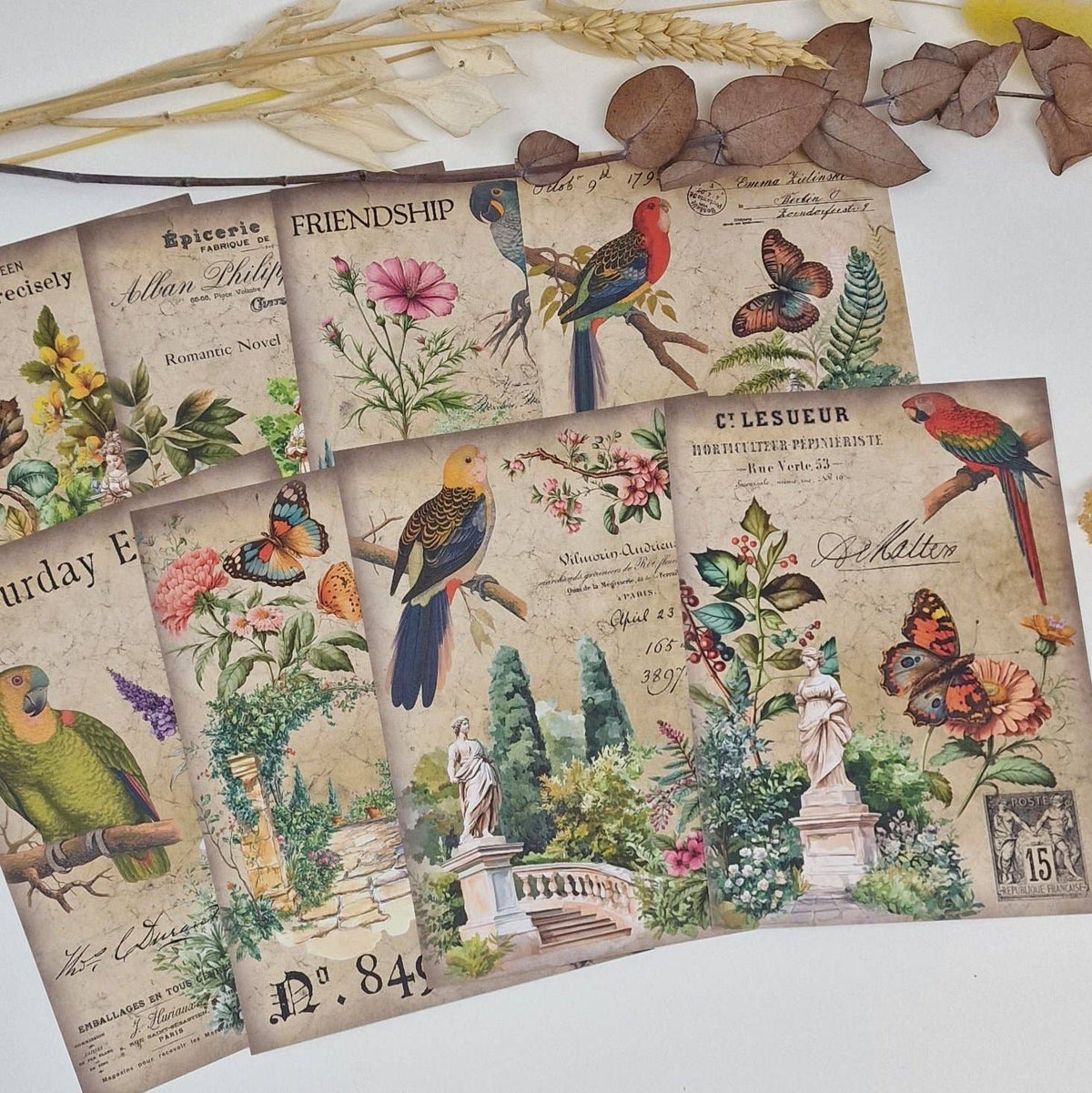 Antique garden Scrap paper | 10,5 x 14,8 cm | 3×8 designs