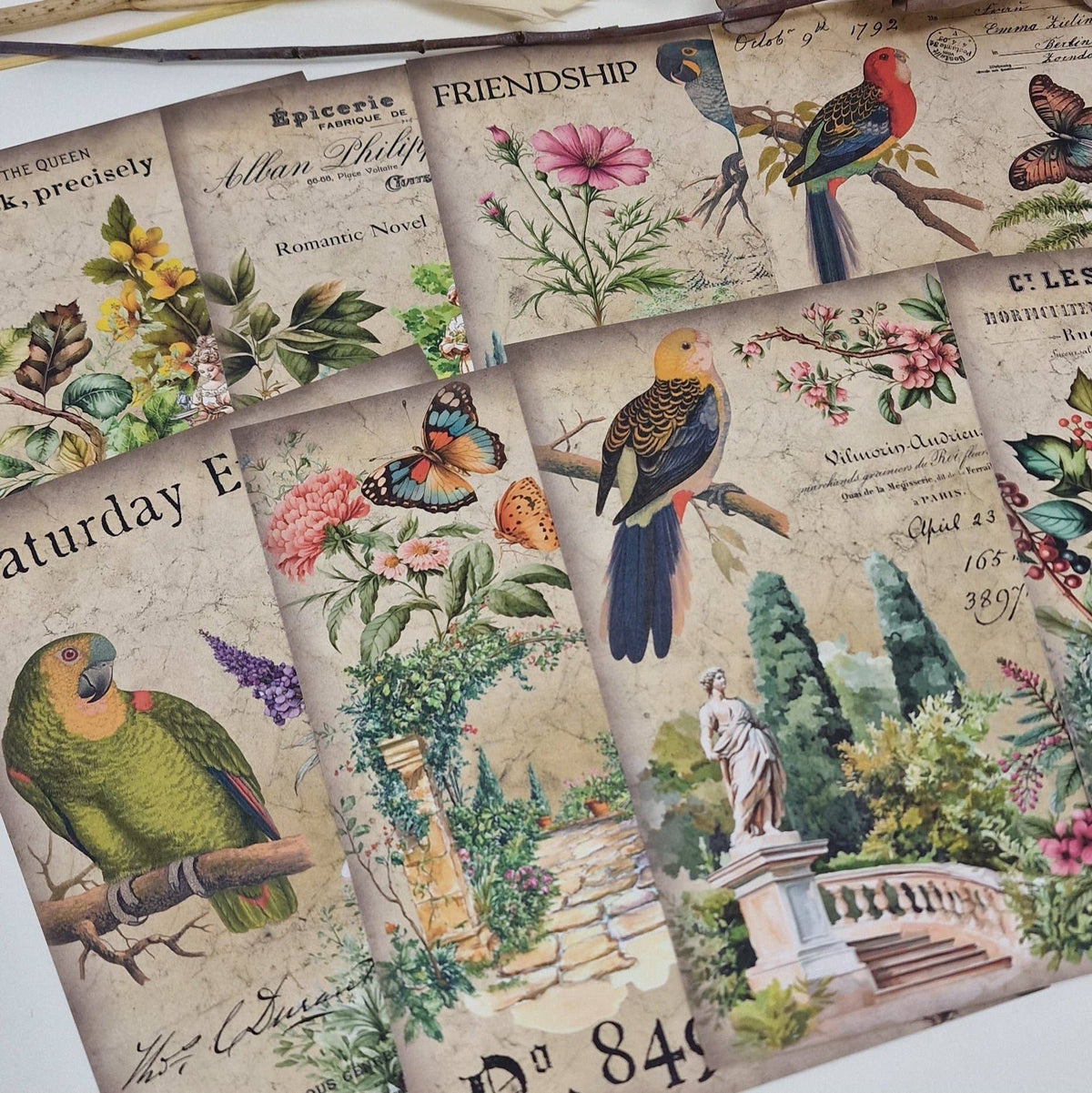 Antique garden Scrap paper | 10,5 x 14,8 cm | 3×8 designs