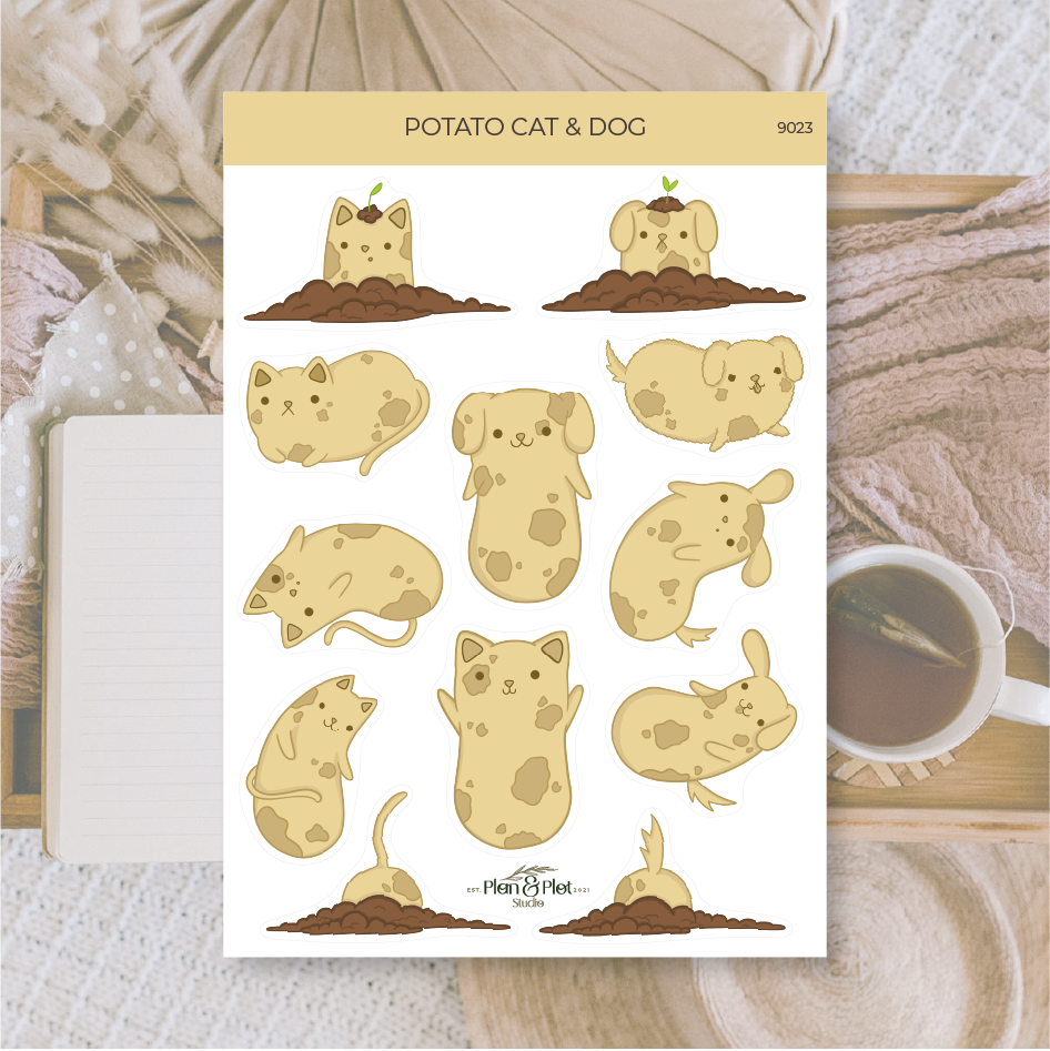 Potato cat & dog | Stickers