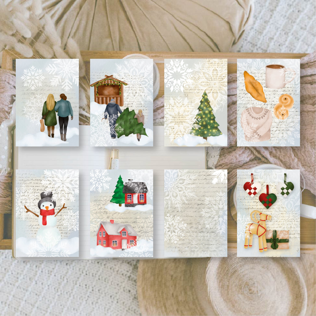 Winter town Scrap paper | 7,4 x 10,5 cm | 3×8 designs