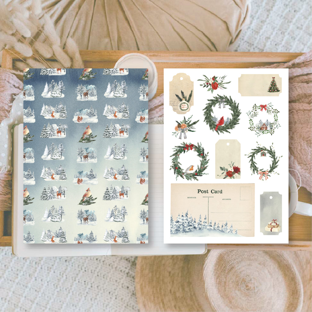 Christmas in Midnight Forest Junk Journal Book