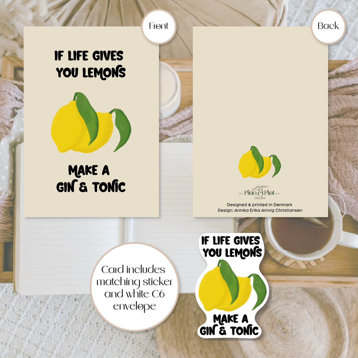 Lemons – gin | A6 greeting card