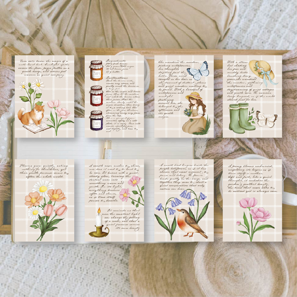 Cottagecore Scrap paper | 7,4 x 10,5 cm | 3×8 designs