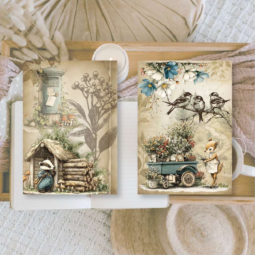 Whimsy Woodland Scrap paper | 7,4 x 10,5 cm | 3×8 designs