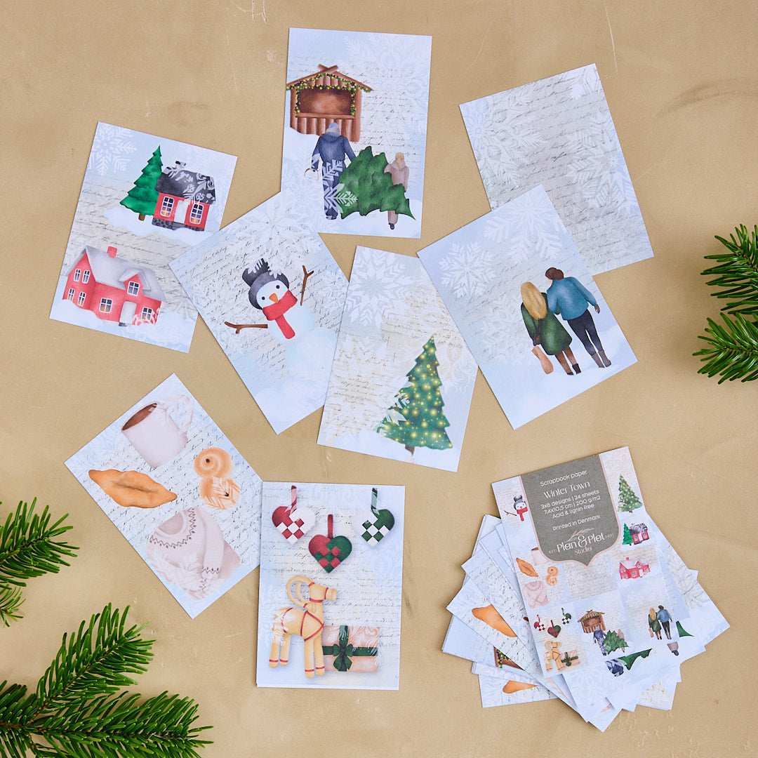 Winter town Scrap paper | 7,4 x 10,5 cm | 3×8 designs