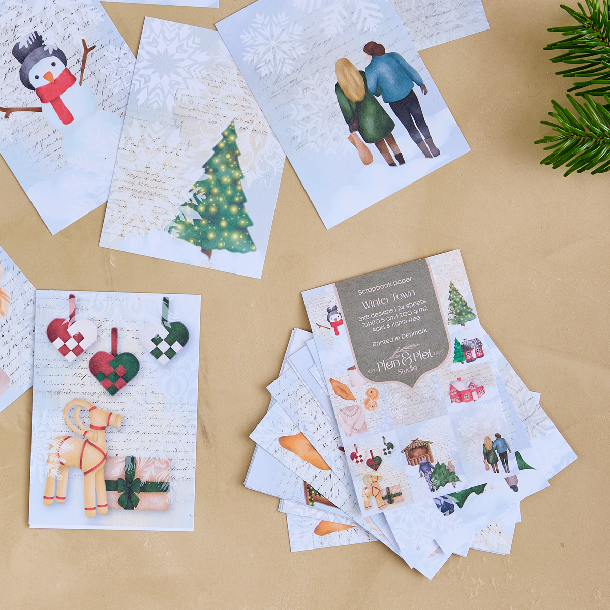 Winter town Scrap paper | 7,4 x 10,5 cm | 3×8 designs