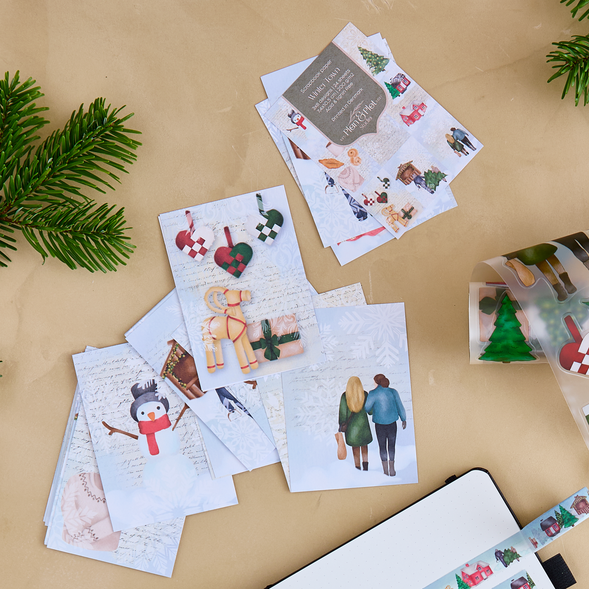 Winter town Scrap paper | 7,4 x 10,5 cm | 3×8 designs